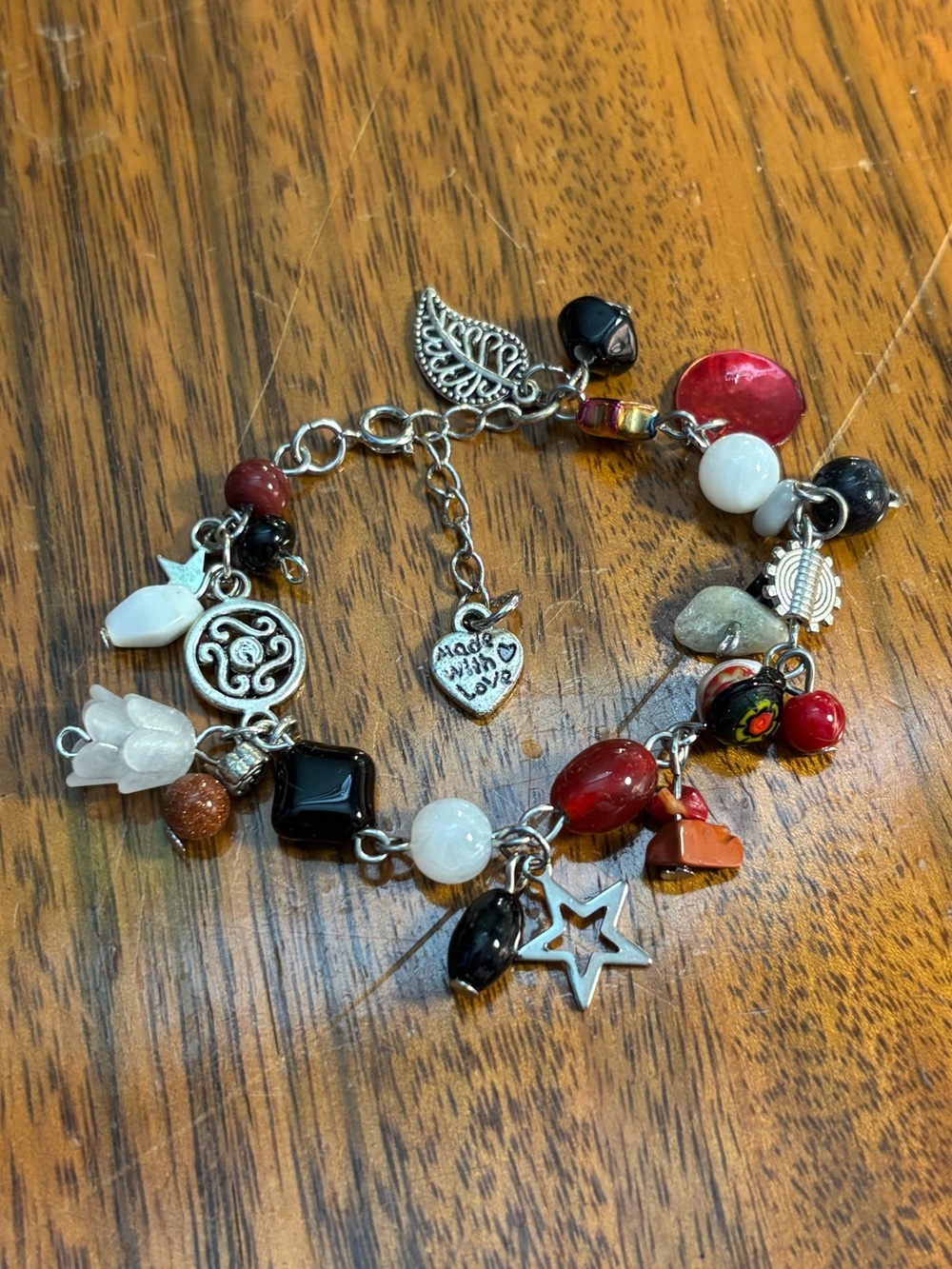 handmade black red white bracelet